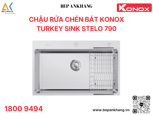 Chậu rửa chén 1 hố bát Turkey Sink STELO 790 - Xuất xứ: Thổ Nhĩ Kỳ